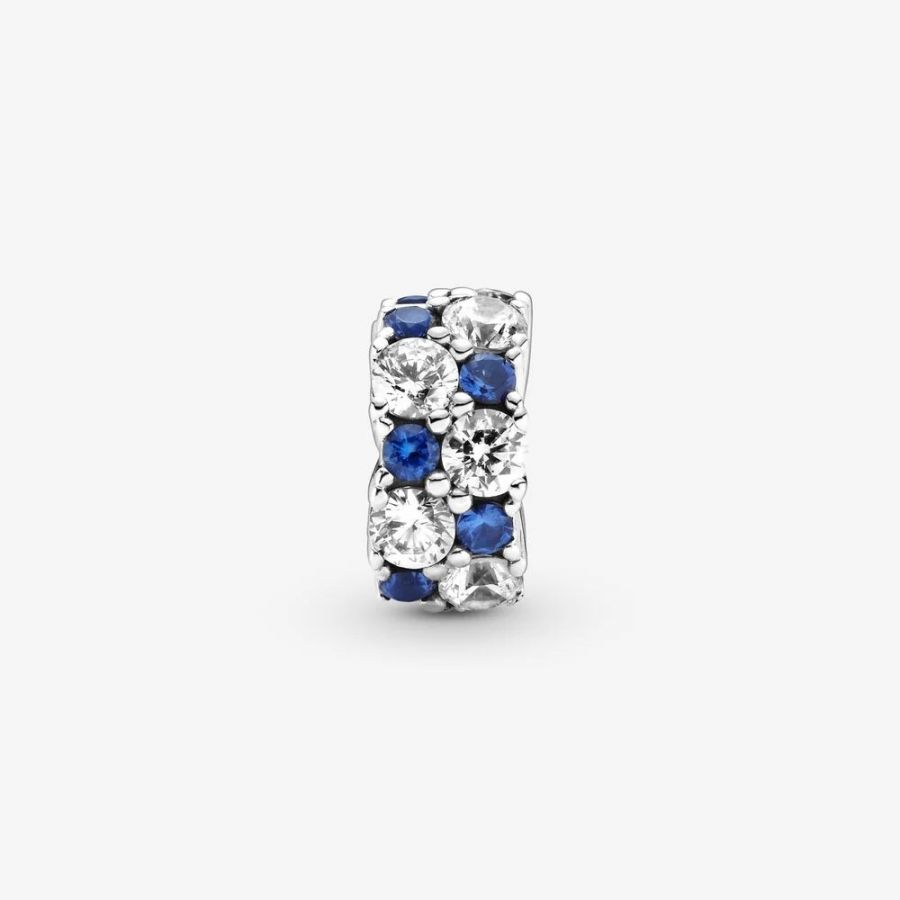 Pandora Clear & Blue Sparkling Clip Charm - Image 3