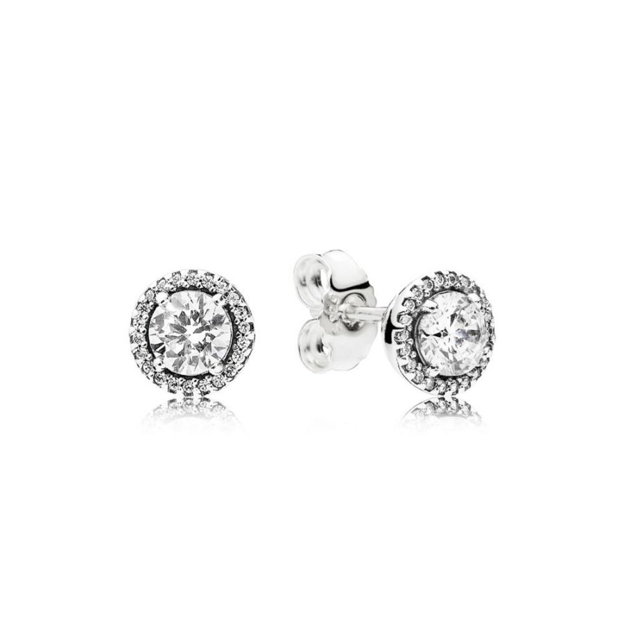 Pandora Round Sparkle Stud Earrings