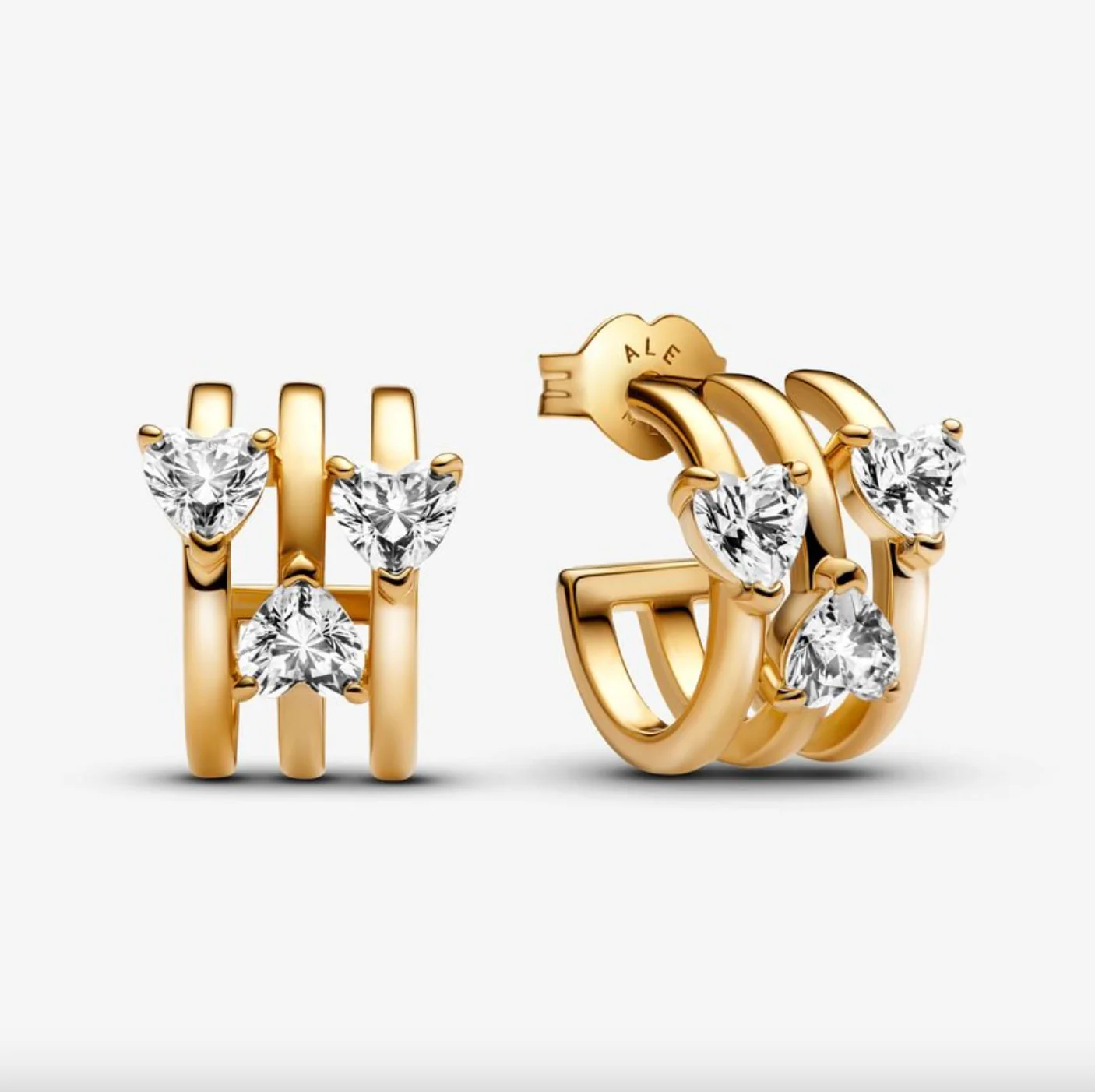 Pandora Triple Heart Hoop Earrings