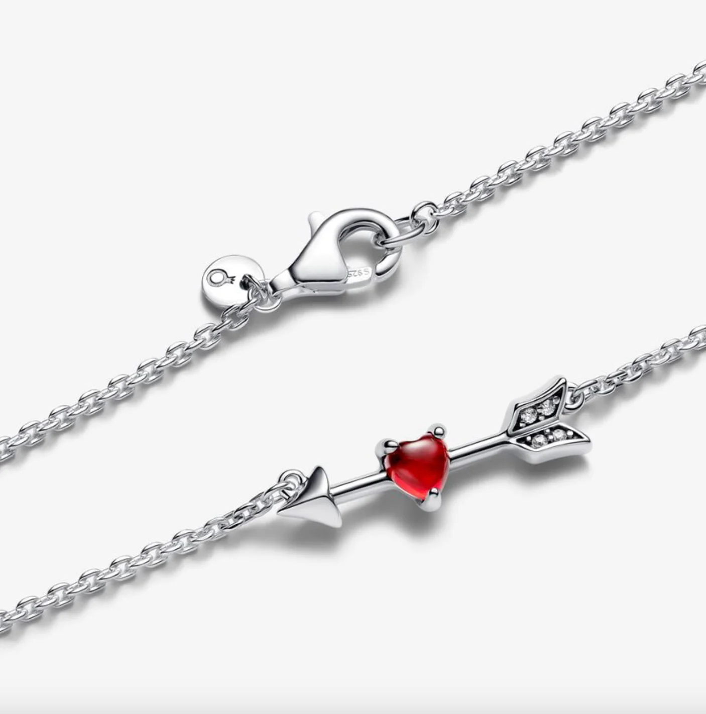 Pandora Arrow & Murano Glass Heart Necklace - Image 3