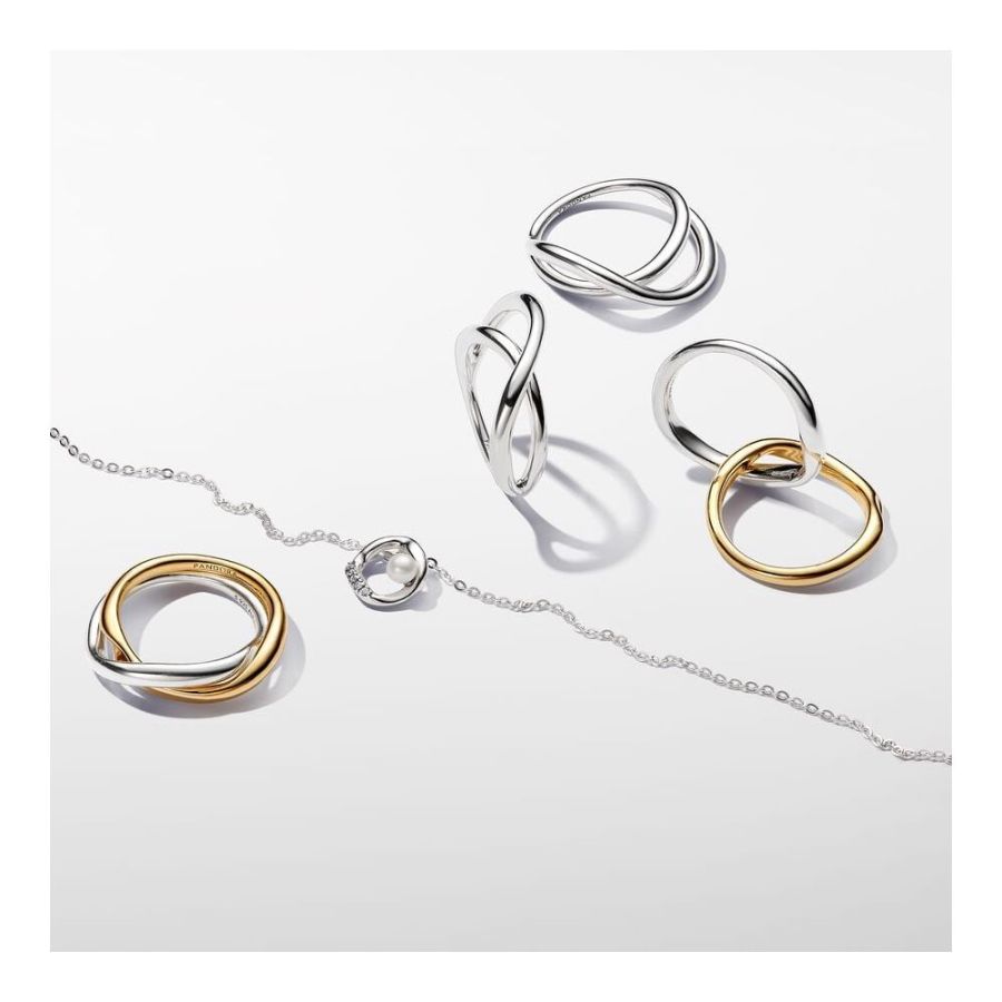 Pandora Organically Shaped Pavé Circle & Treated Freshwater Cultured Pearl Collier Necklace - Image 4