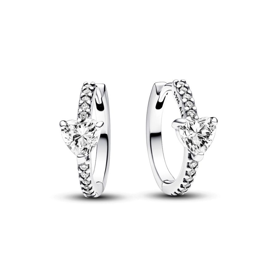 Pandora Sparkling Heart Hoop Earrings