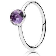 Pandora February Droplet Amethyst Ring