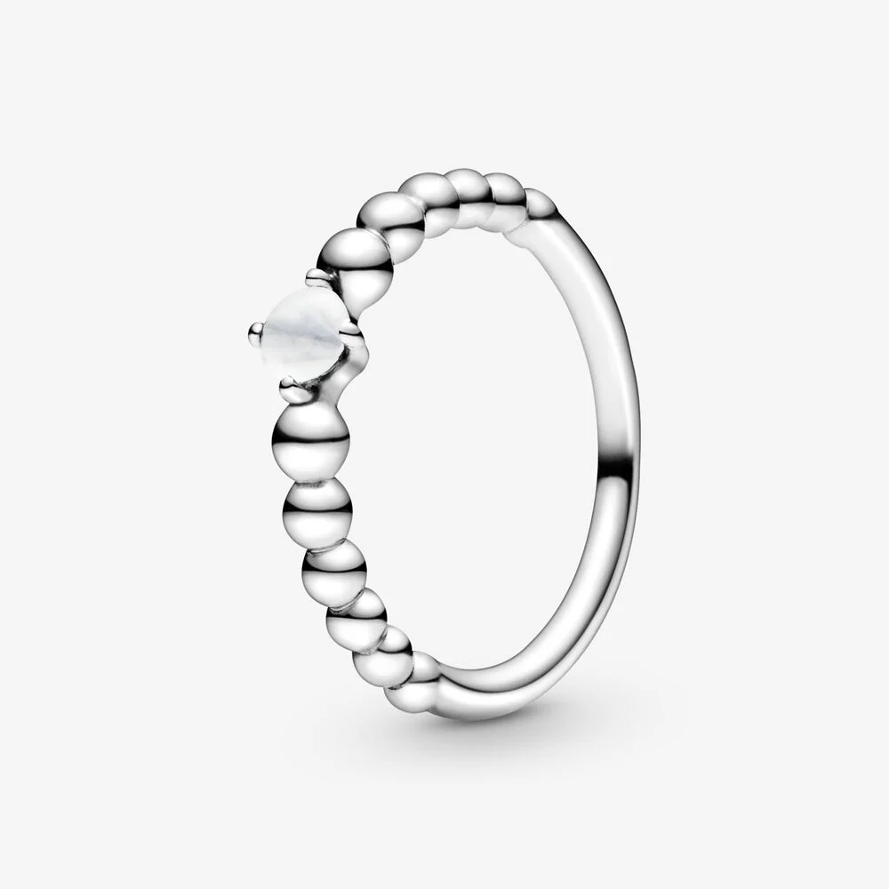 Pandora Milky White Beaded Crystal Ring