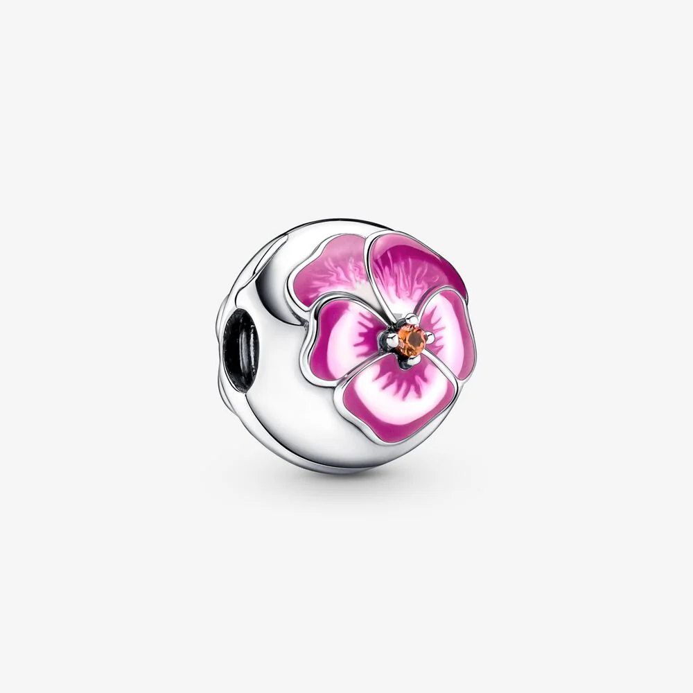 Pandora Pink Pansy Flower Clip Charm