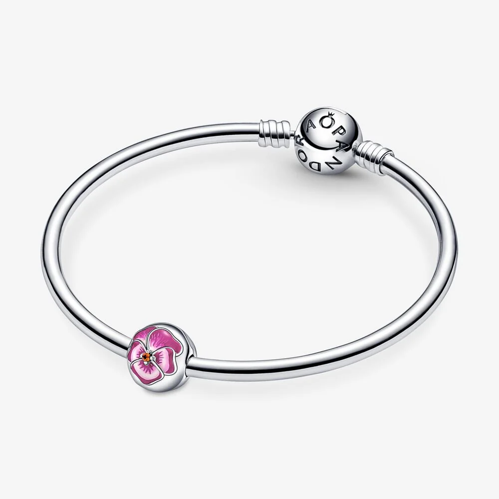 Pandora Pink Pansy Flower Clip Charm - Image 5