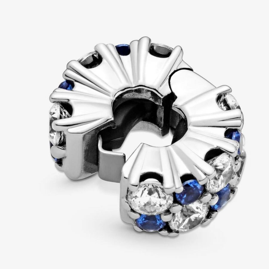 Pandora Clear & Blue Sparkling Clip Charm - Image 4