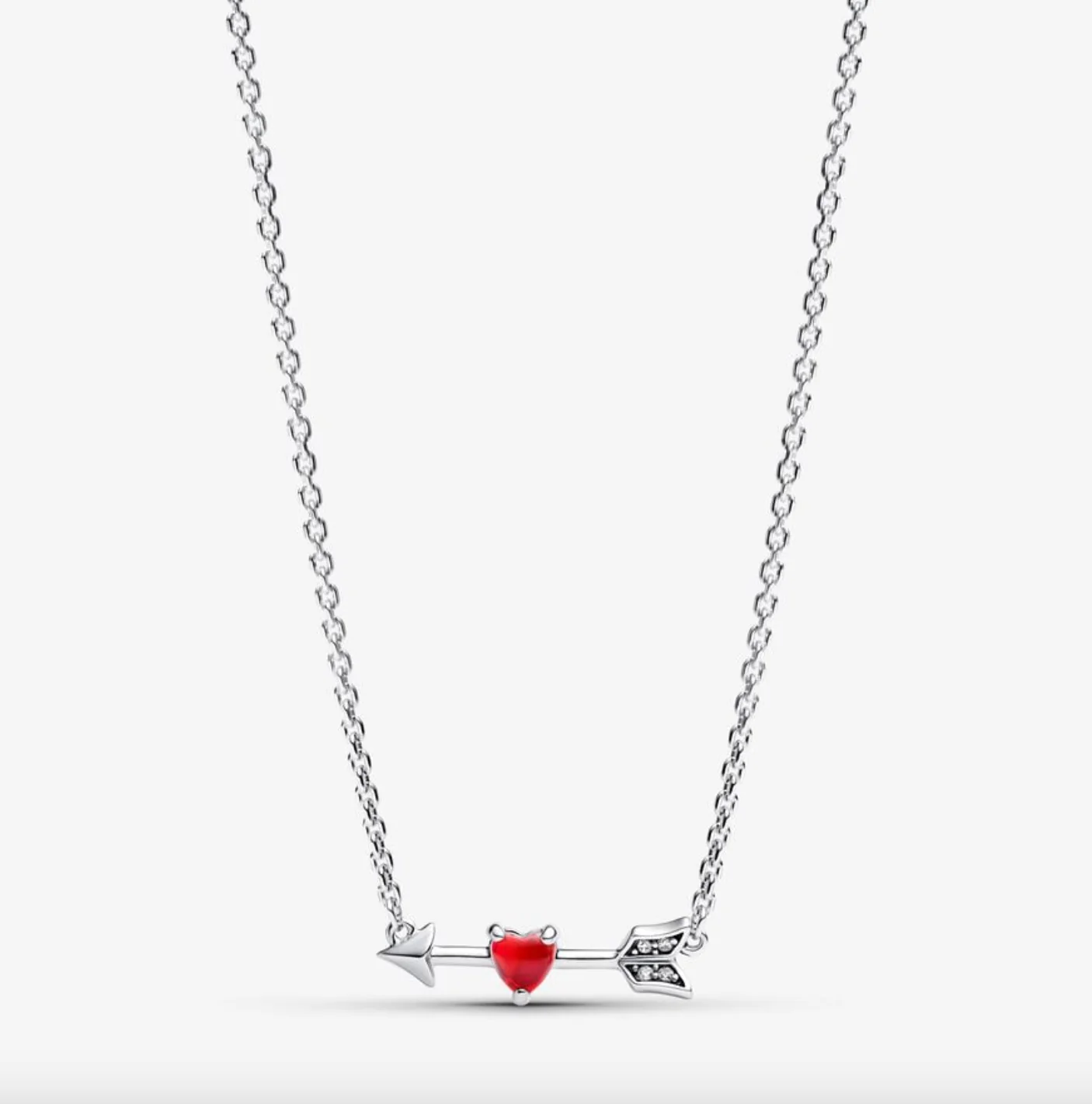Pandora Arrow & Murano Glass Heart Necklace