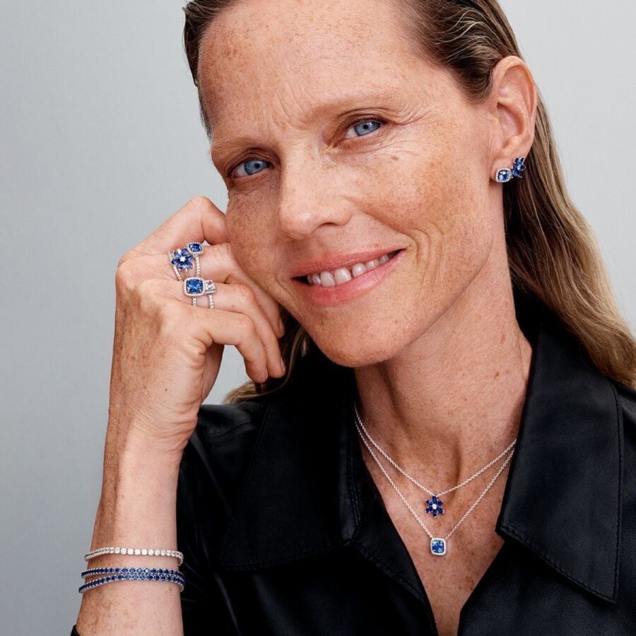 Pandora Sparkling Square Blue Halo Stud Earrings - Image 3