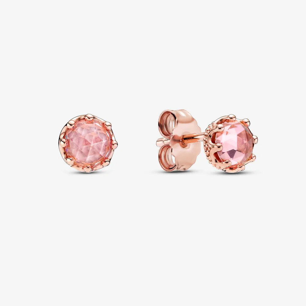 Pandora Pink Sparkling Crown Stud Earrings