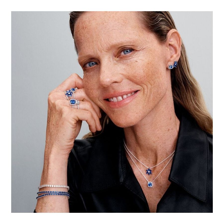 Pandora Sparkling Square Blue Halo Pendant Necklace - Image 3