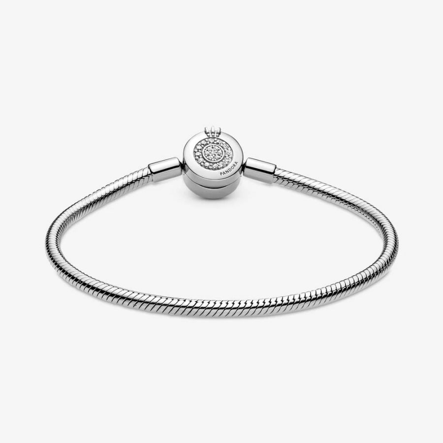 Pandora Sparkling Crown O Snake Chain Bracelet - Image 3