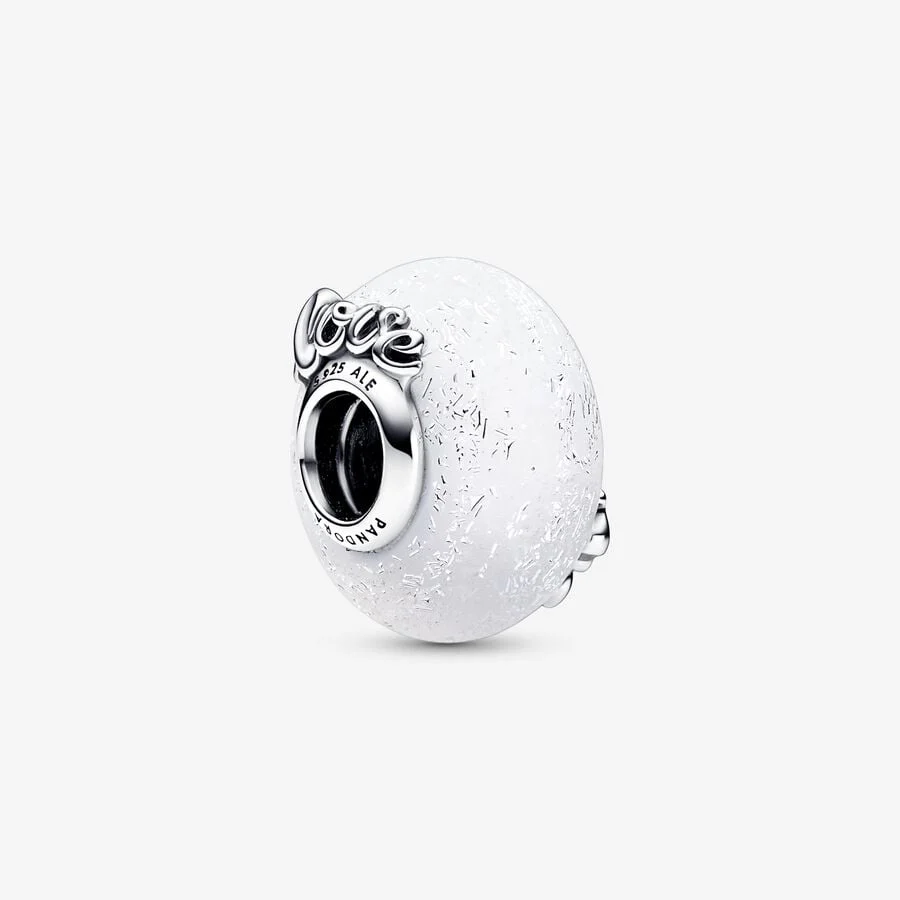 Pandora Glittery White Murano Glass Mom & Love Charm - Image 3