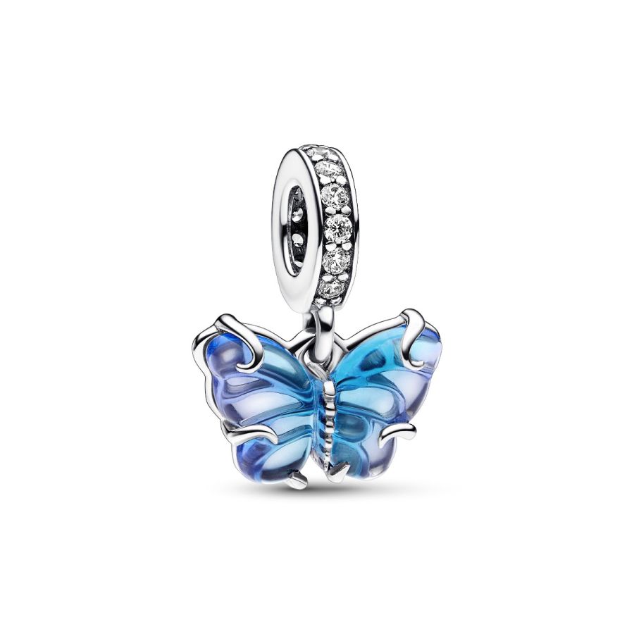 Pandora Blue Murano Glass Butterfly Dangle Charm