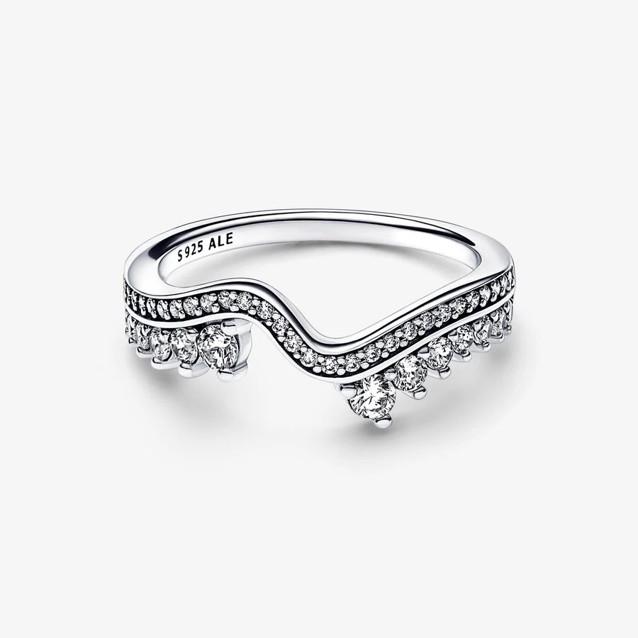 Pandora Sparkling Asymmetric Wave Ring - Image 4