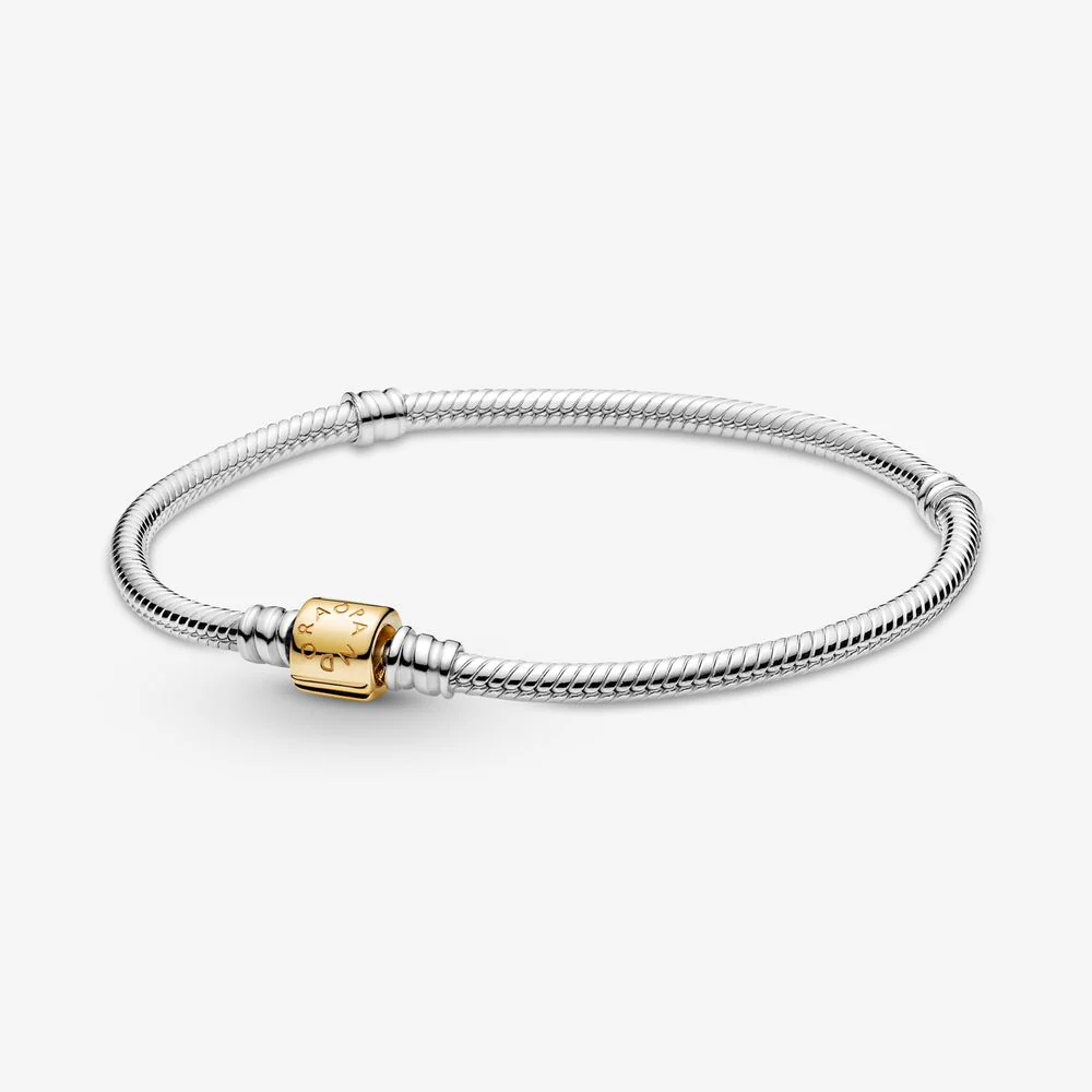 Pandora Two-tone Barrel Clasp Snake Chain Bracelet