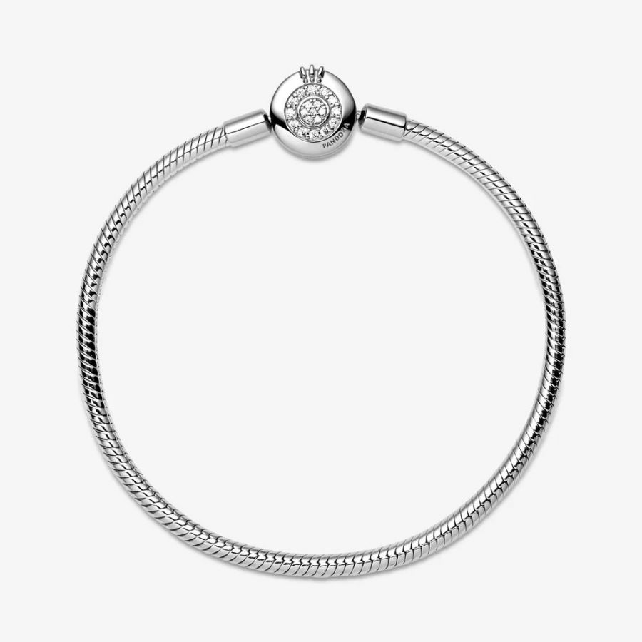 Pandora Sparkling Crown O Snake Chain Bracelet - Image 4