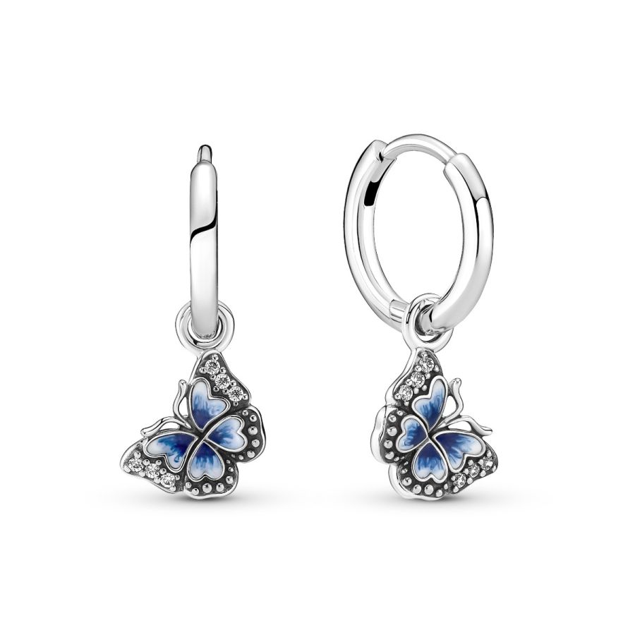Pandora Blue Butterfly Hoop Earrings