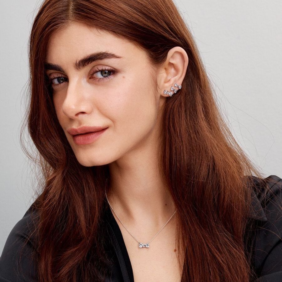 Pandora Sparkling Small Bow Stud Earrings - Image 3