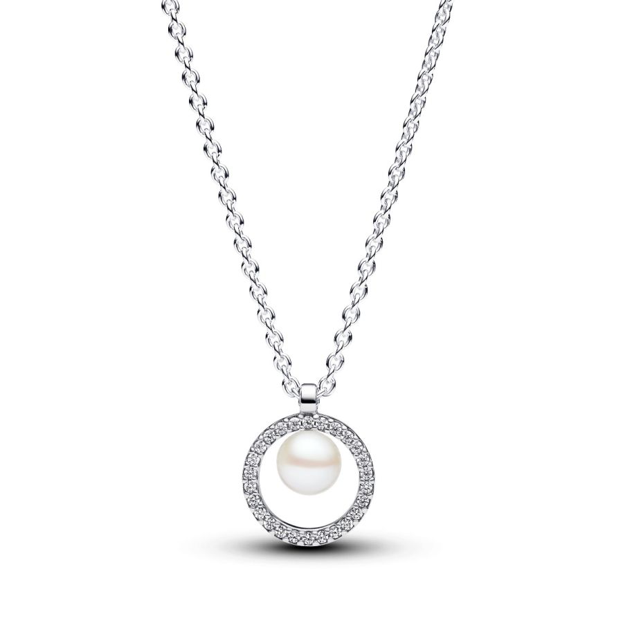 Pandora Treated Freshwater Cultured Pearl & Pavé Collier Necklace