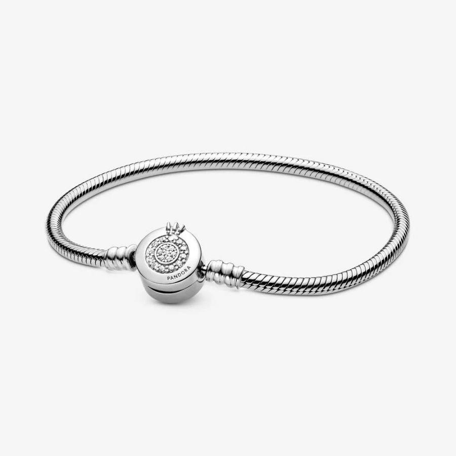 Pandora Sparkling Crown O Snake Chain Bracelet