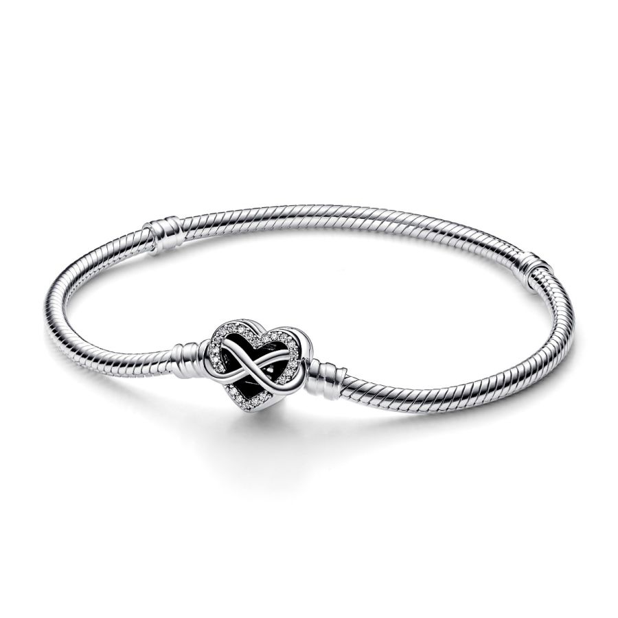 Pandora Sparkling Infinity Heart Clasp Snake Chain Bracelet