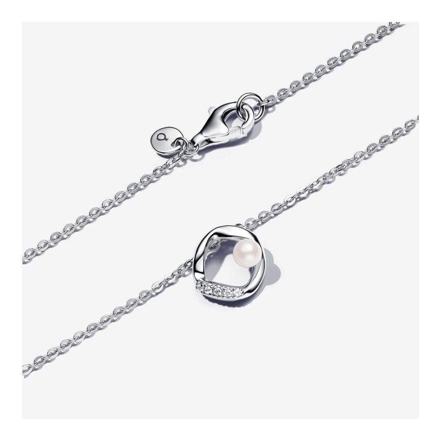 Pandora Organically Shaped Pavé Circle & Treated Freshwater Cultured Pearl Collier Necklace - Image 3