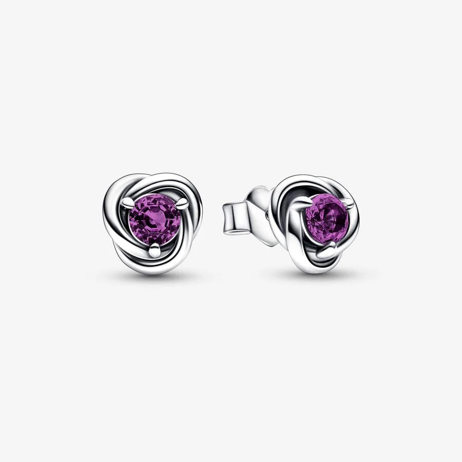Pandora Eternity Circle Stud Earrings | February Purple