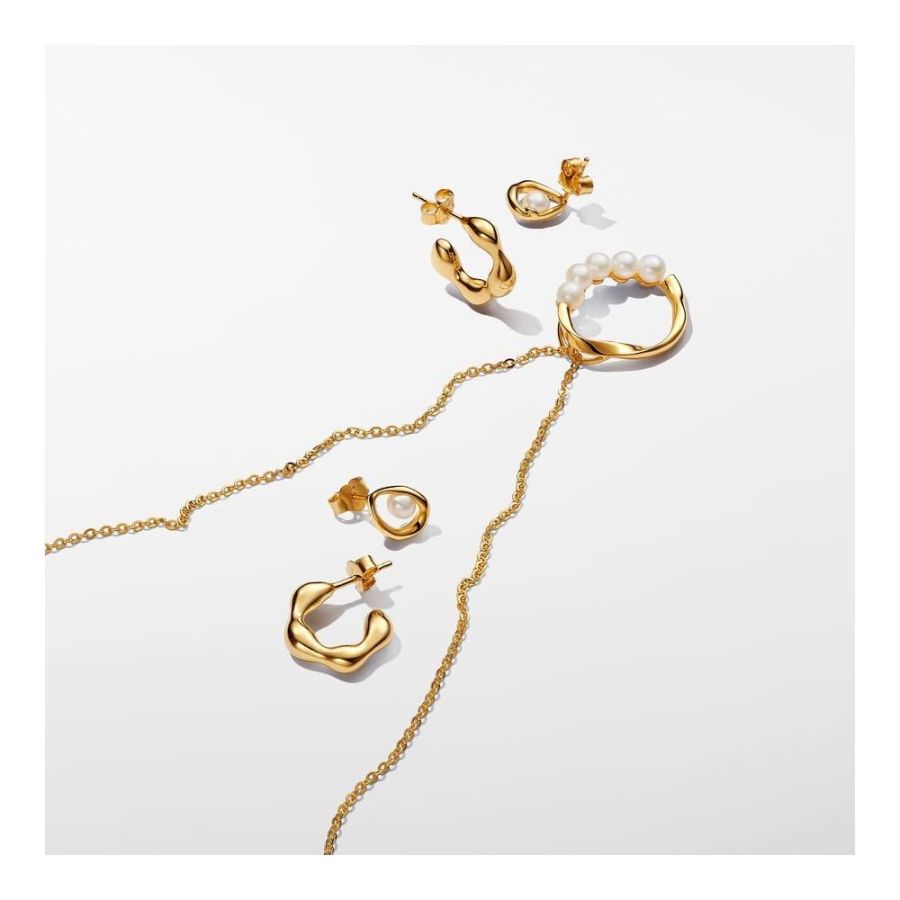 Pandora Organically Shaped Oval & Treated Freshwater Cultured Pearl Stud Earrings - Image 4