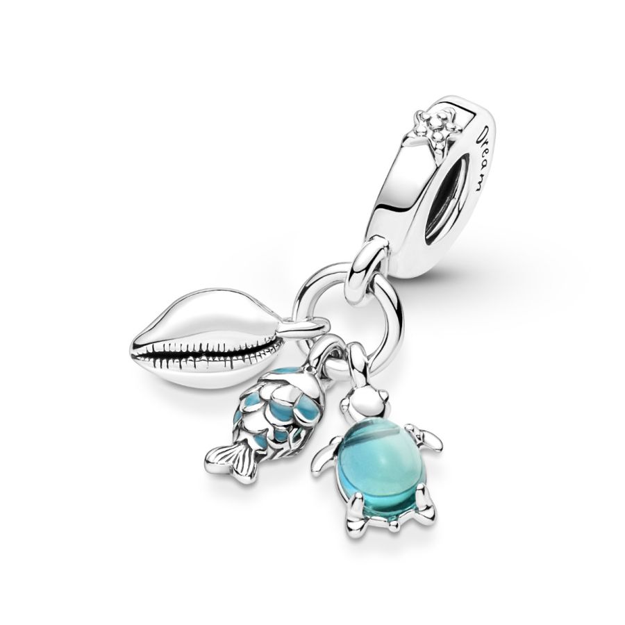 Pandora Fish, Sea Turtle & Conch Triple Dangle Charm - Image 7