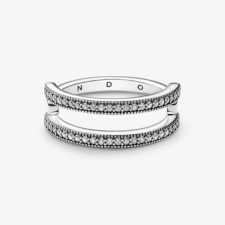 Pandora Logo & Pavé Double Band Ring - Image 4