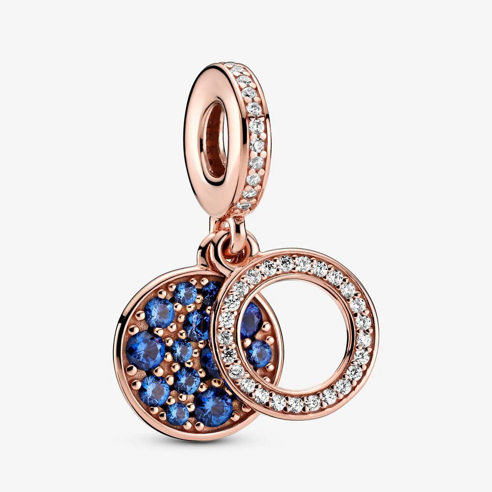Pandora Sparkling Blue Disc Charm, Rose