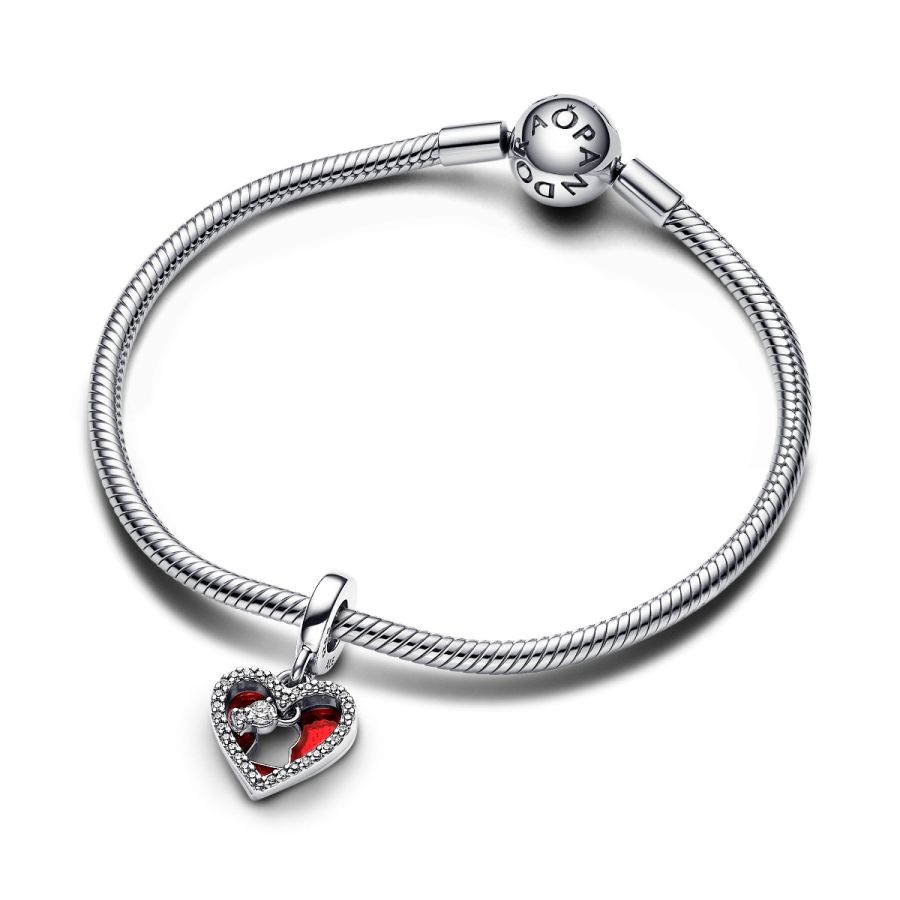 Pandora Red Heart & Keyhole Double Dangle Charm - Image 4