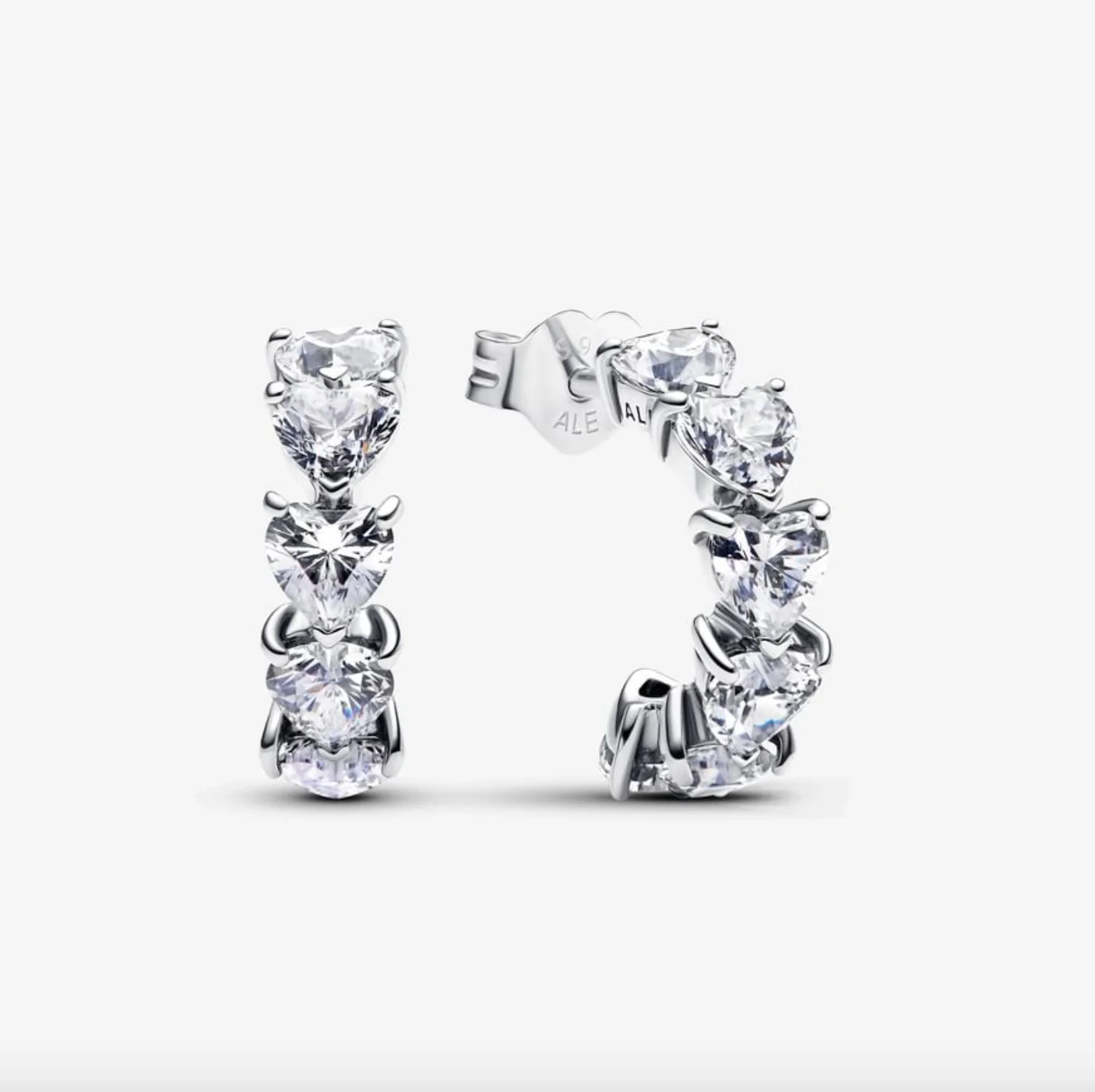 Pandora Sparkling Hearts Open Hoop Earrings