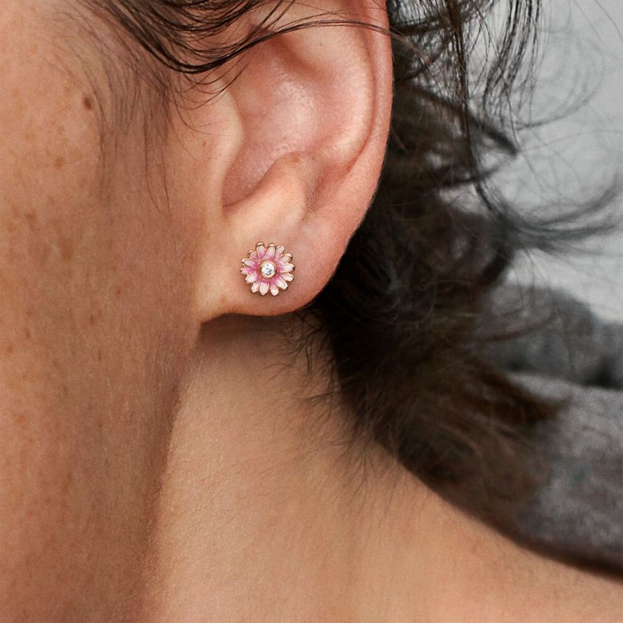 Pandora Pink Daisy Flower Stud Earrings - Image 3