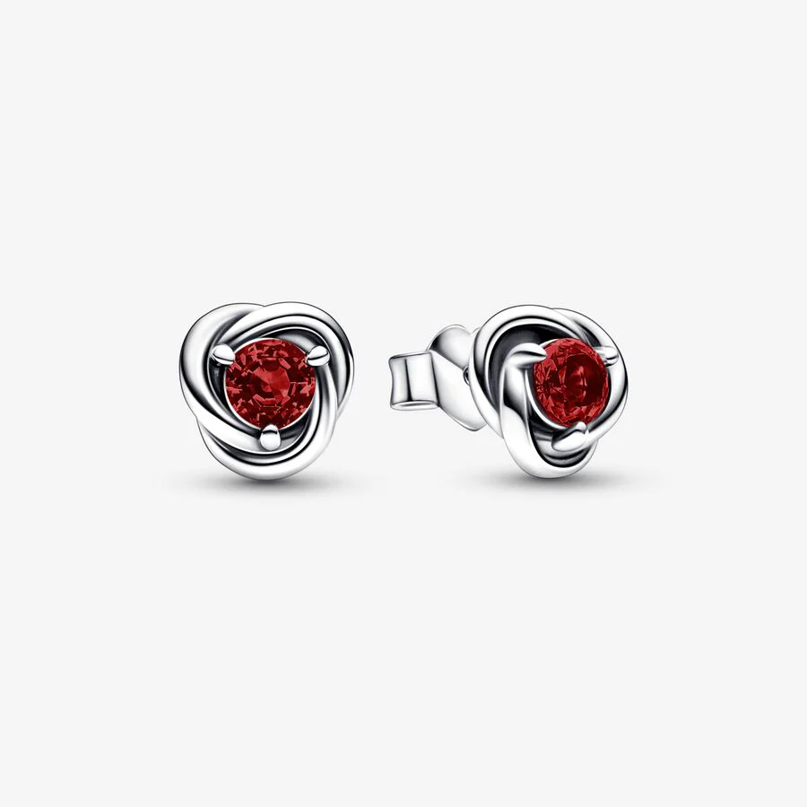 Pandora Eternity Circle Stud Earrings | January Garnet