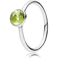 Pandora August Droplet Peridot Ring
