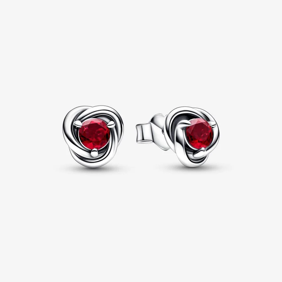 Pandora Eternity Circle Stud Earrings | July True Red