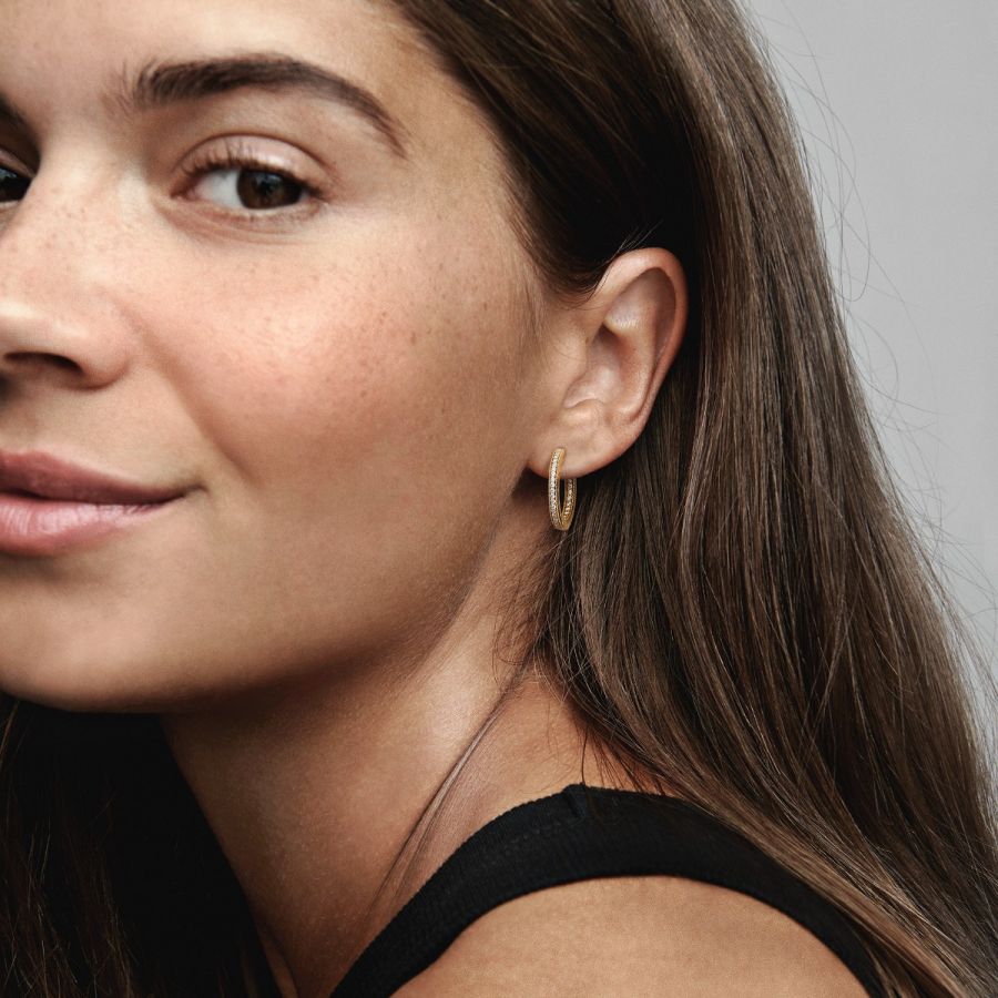 Pandora Logo & Pavé Hoop Earrings - Image 3