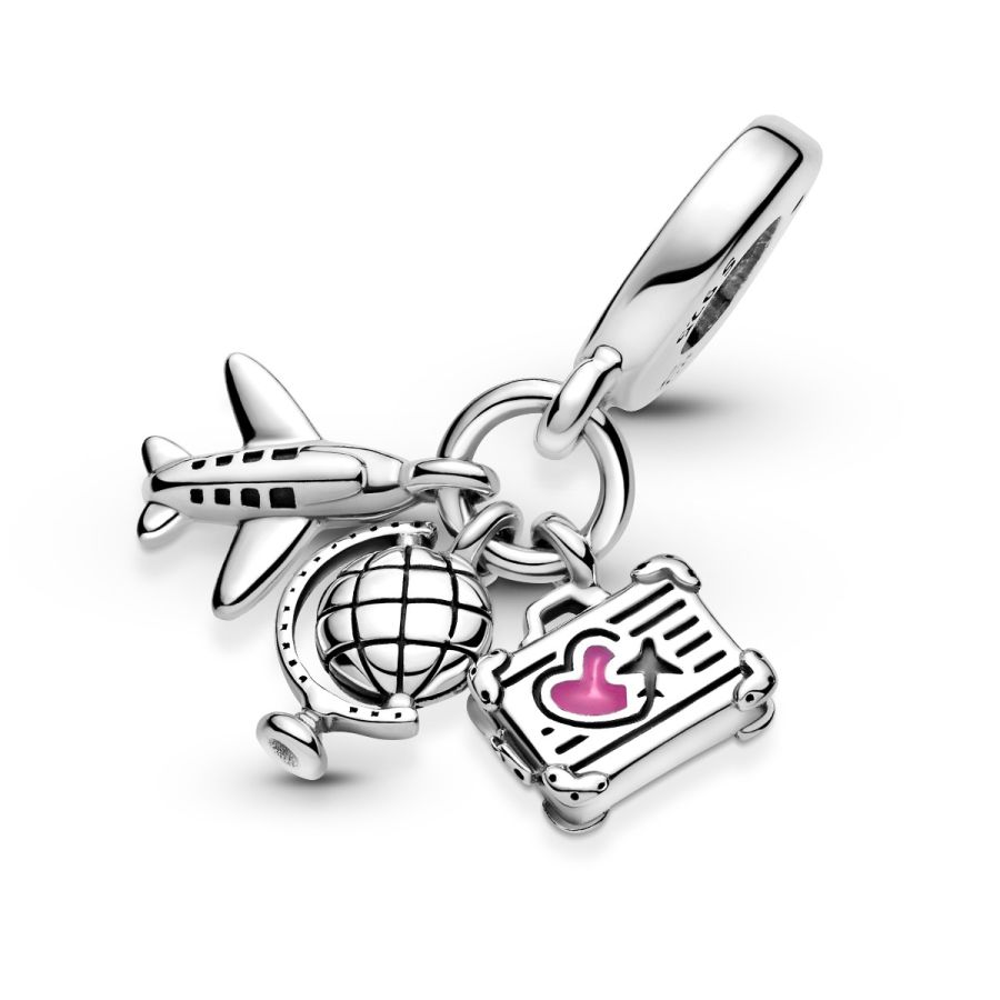 Pandora Airplane, Globe & Suitcase Dangle Charm - Image 4