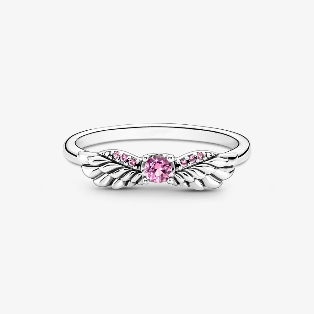 Pandora Sparkling Angel Wings Ring | Pink Crystal - Image 3