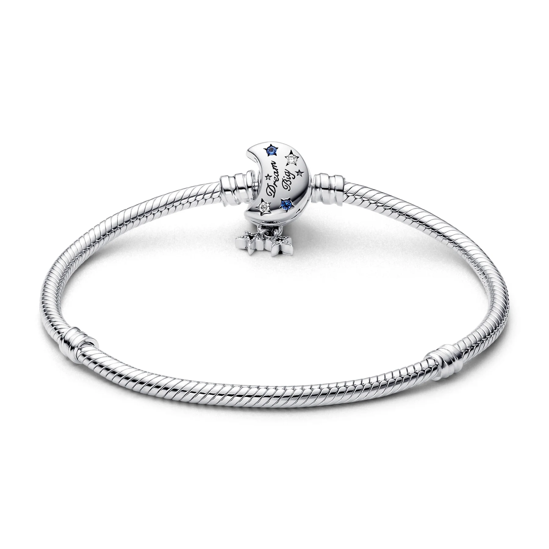 Pandora Sparkling Moon Clasp Snake Chain Bracelet