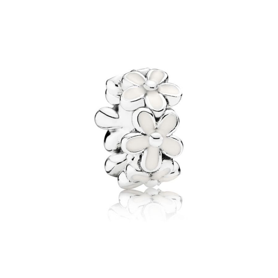 Pandora White Daisy Flower Spacer Charm