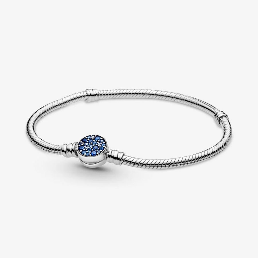 Pandora Sparkling Blue Snake Chain Bracelet