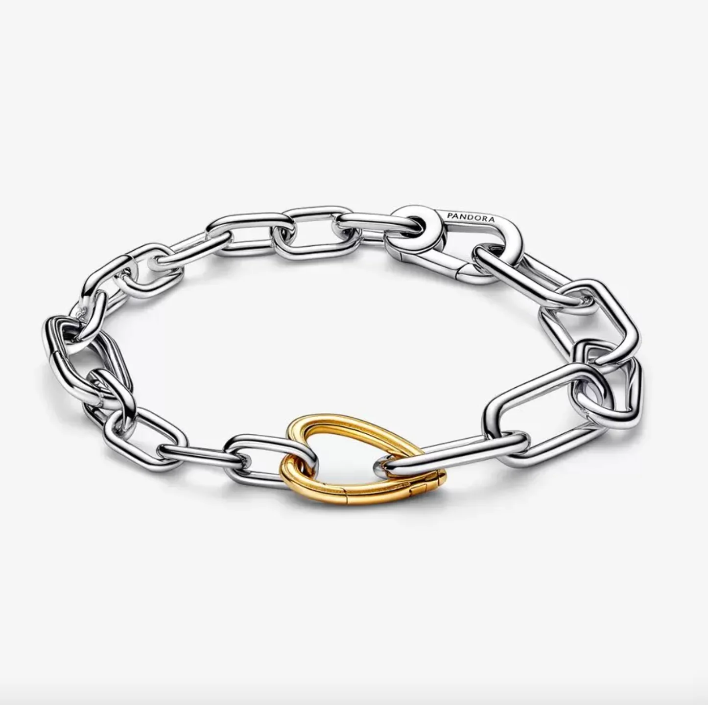 Pandora Two-tone Heart Link Chain Bracelet