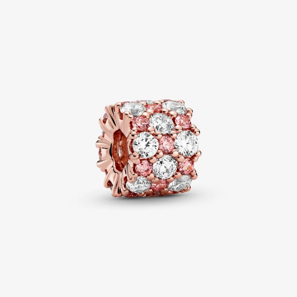 Pandora Pink & Clear Sparkle Charm Rose