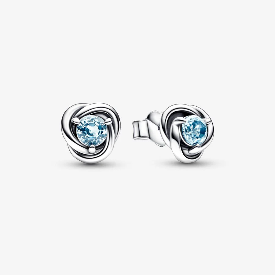 Pandora Eternity Circle Stud Earrings | March Sea Aqua Blue